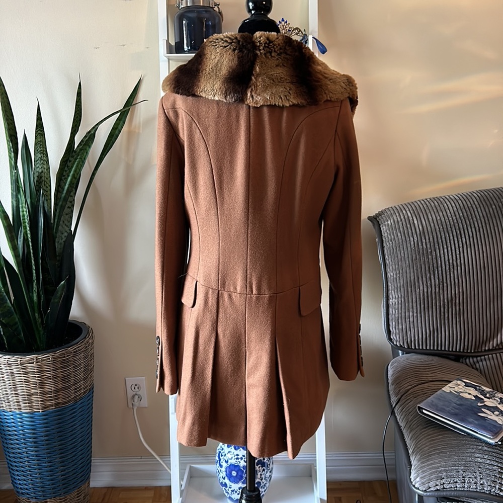 M COLLECTION vintage brown fitted coat with faux fur collar size medium - Picture 11 of 16